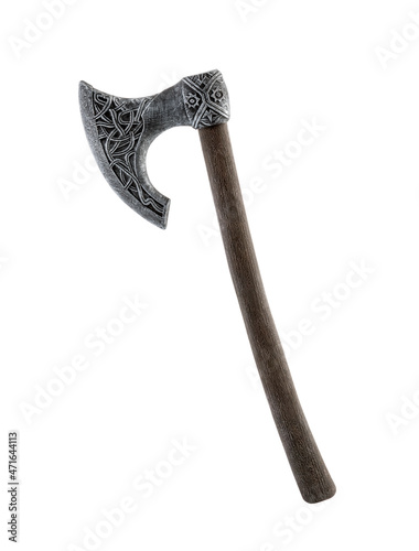 Medieval ax isolated on white background with clipping path