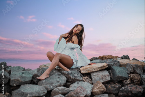 beautiful girl on the beach  sea   ocean 