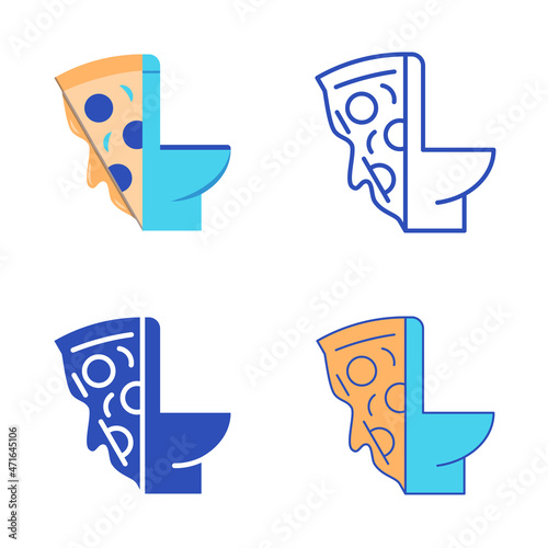 Eating disorder icon set in flat and line style