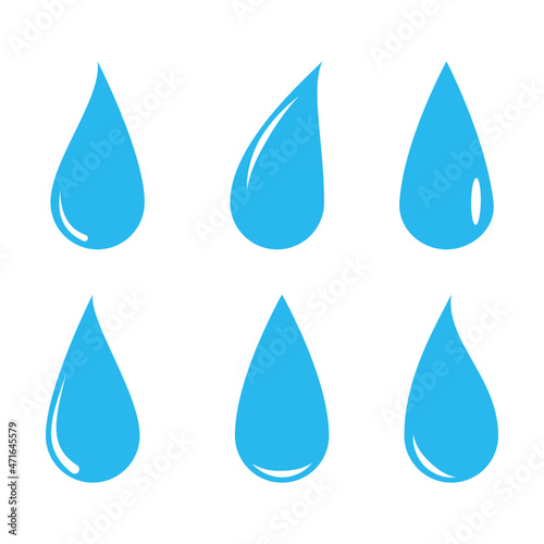 blue water drop icons set on white background