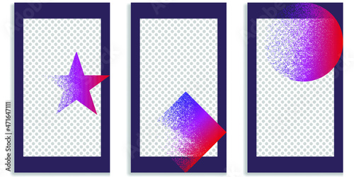 Social media editable covers with grainy effects .Grunge design . Contemporary style . Post frame stories templates. Layout for promotion .Media banner .Vector