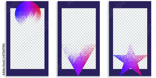 Social media editable covers with grainy effects .Grunge design . Contemporary style . Post frame stories templates. Layout for promotion .Media banner .Vector