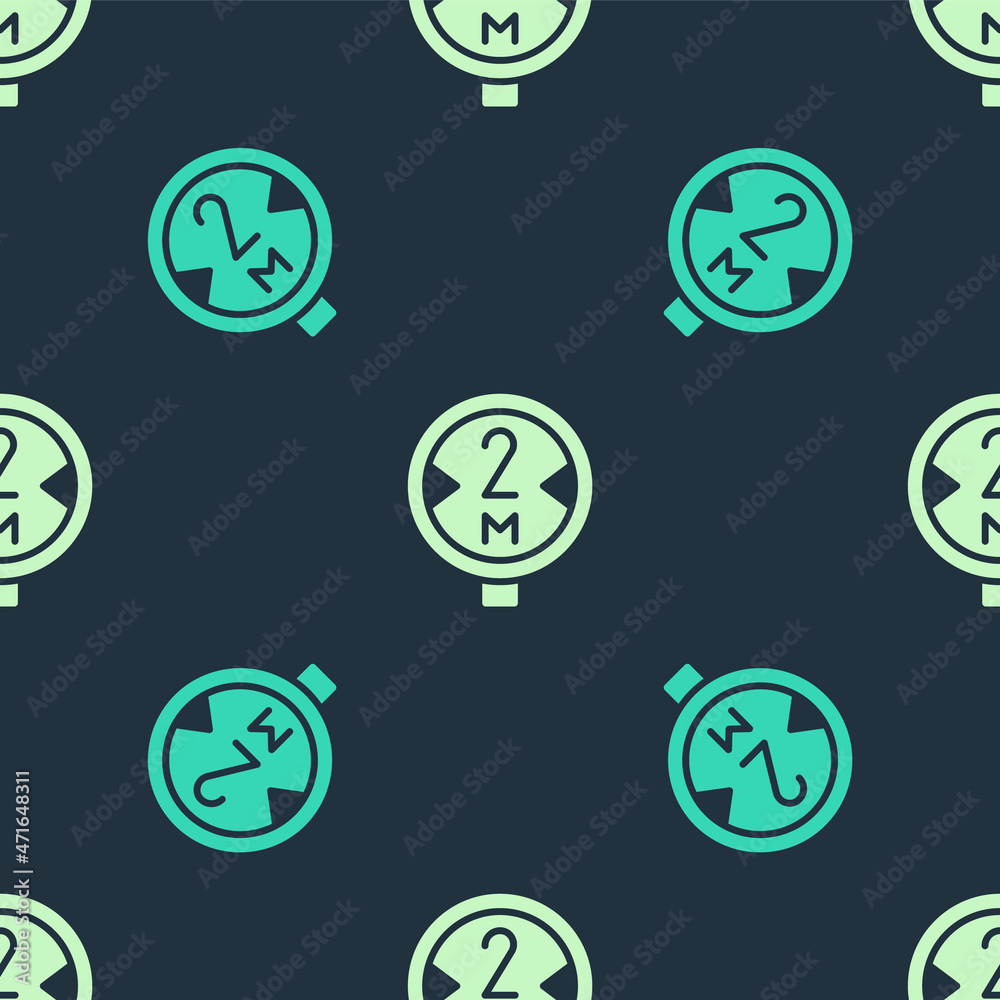 Green and beige Road traffic sign. Signpost icon isolated seamless pattern on blue background. Pointer symbol. Isolated street information sign. Direction sign. Vector Green and beige Road traffic sign. Signpost icon isolated seamless pattern on blue background. Pointer symbol. Isolated street information sign. Direction sign. Vector