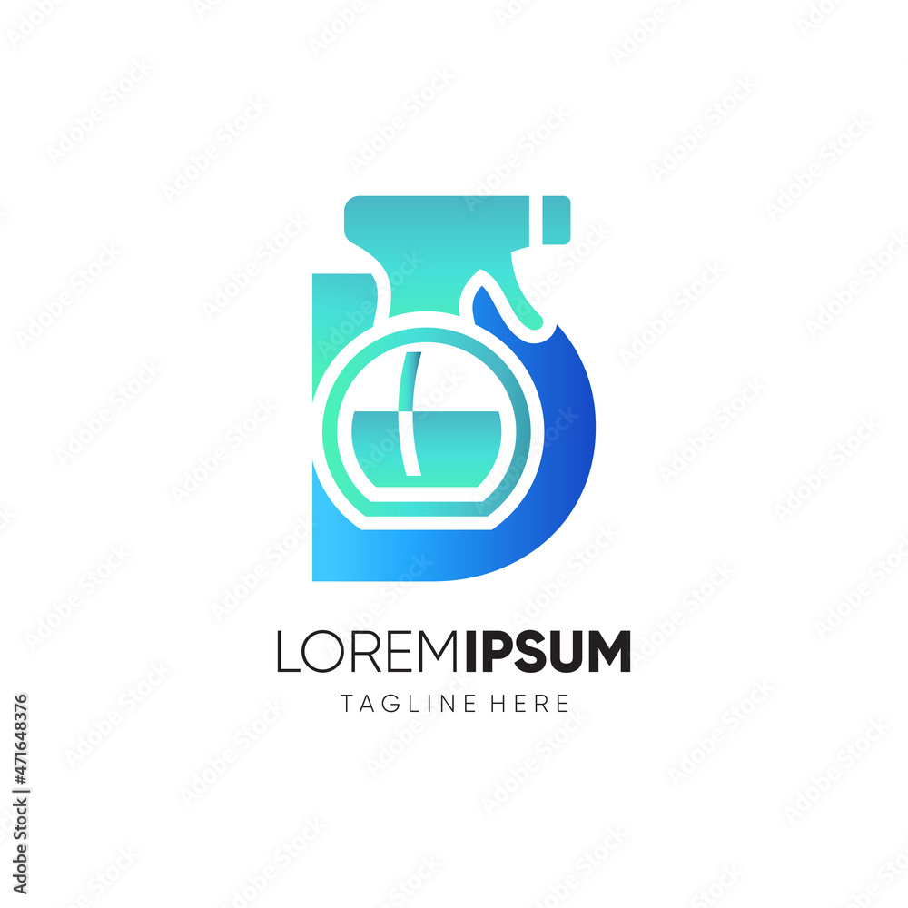 Letter D Spray Bottle Logo Design Vector Icon Graphic Emblem Illustration