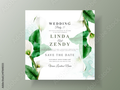 Cala of lily wedding invitation template