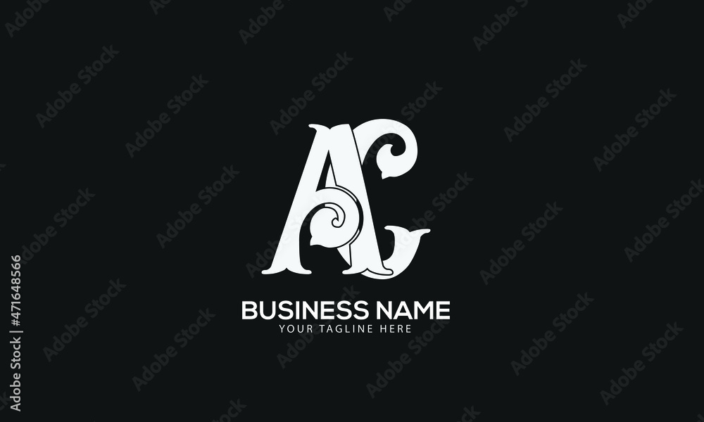 Alphabet AC or CA initial fish abstract monogram vector logo template