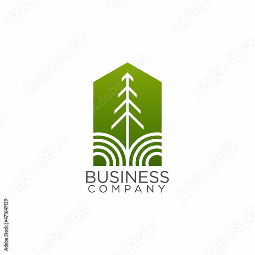 retro vintage home and pine logo design, village logos, construction logos