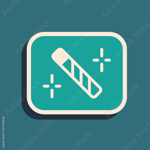 Green Photo retouching icon isolated on green background. Photographer, photography, retouch icon. Long shadow style. Vector