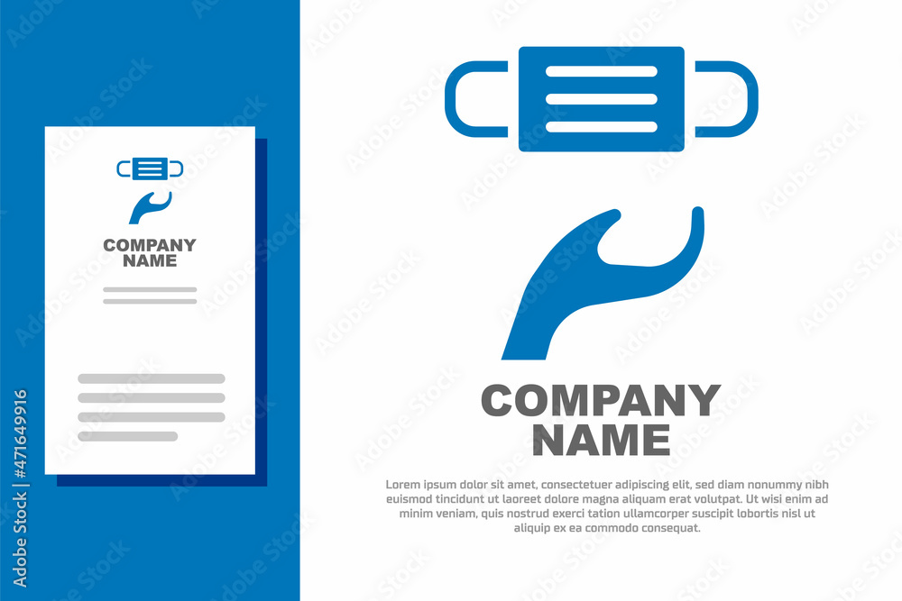 Blue Medical protective mask icon isolated on white background. Logo design template element. Vector Blue Medical protective mask icon isolated on white background. Logo design template element. Vector
