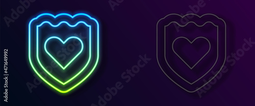 Glowing neon line Immune system icon isolated on black background. Medical shield. Vector
