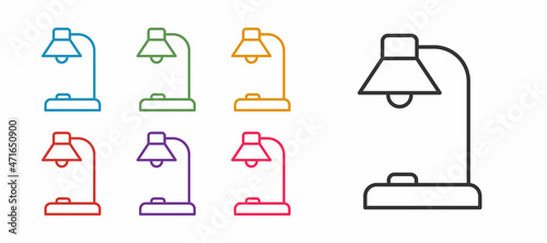 Set line Table lamp icon isolated on white background. Set icons colorful. Vector