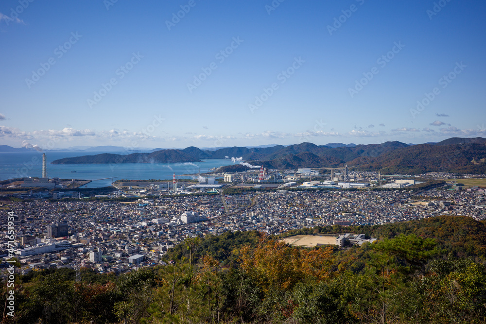 日本の兵庫県赤穂市の雄鷹台山の美しい秋の風景