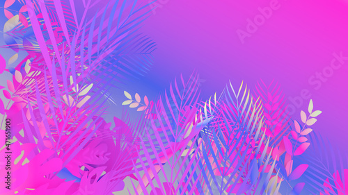 On a background of botanical leaves mutil color leaf 3d rendering