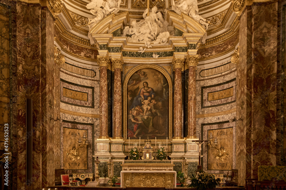 Fototapeta premium The altar of S. Antonio dei Portoghesi church in the Campo Marzio district of Rome