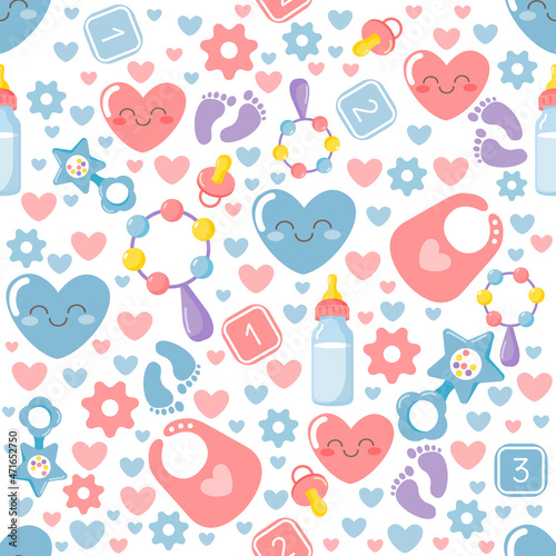 Seamless vector pattern with elements of children's design