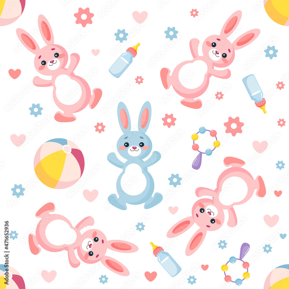 Seamless children's vector pattern with rabbits Seamless children's vector pattern with rabbits