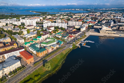 Panoramic aerial top view of Kazan republic of Tatarstan Russia, Tatar settlement