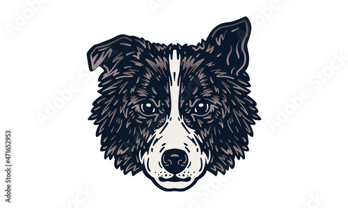 Dog head illustration, vector, hand drawn, isolated on light background.