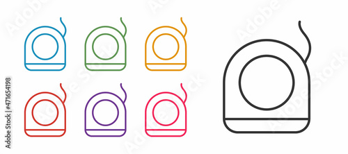Set line Dental floss icon isolated on white background. Set icons colorful. Vector
