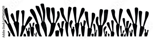Silhouette of a black coral reef or algae on a white background