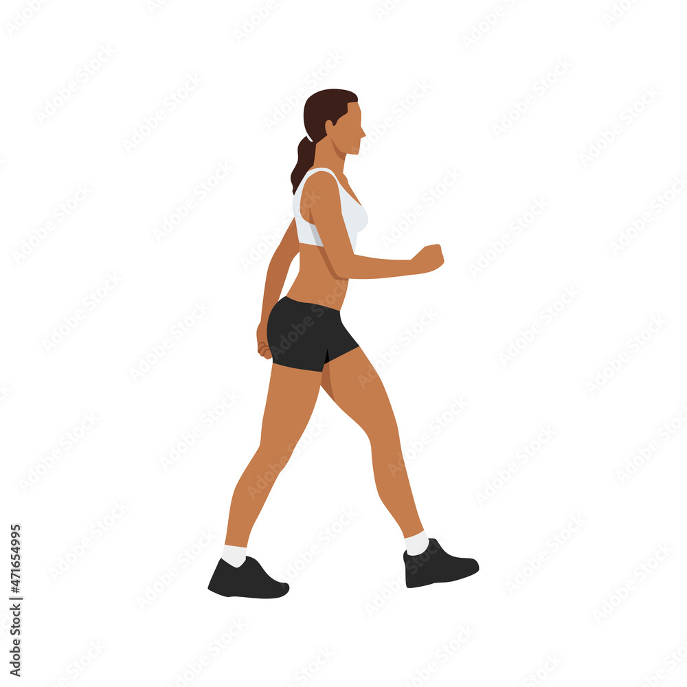 Concept illustration vector graphic design of a woman walking for cardio training. Vector design