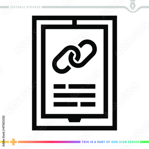 The editable line icon of mobile friendly link can be used as a customizable black stroke vector illustration.