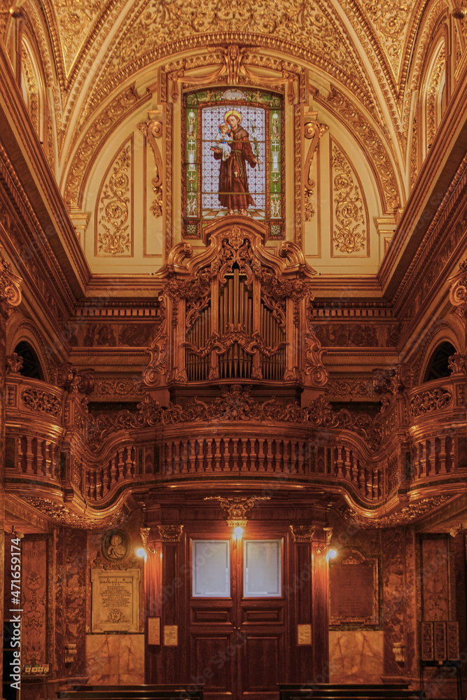 The organ of S. Antonio dei Portoghesi church in the Campo Marzio district of Rome