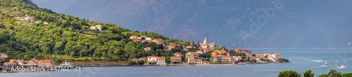 View to blue Boka Kotorska Bay in Montenegro