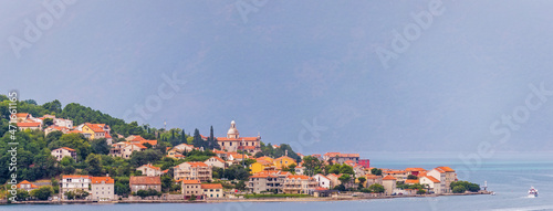 View to blue Boka Kotorska Bay in Montenegro