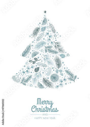 Merry Christmas template. Corporate Holiday cards and invitations. Floral frames and backgrounds design.