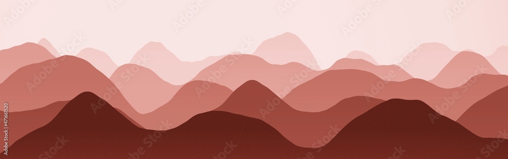 nice red flat of hills peaks in clouds digital graphics background texture illustration