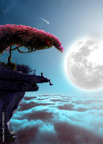 Valokuvatapetti moon, night, sky, background, light, beautiful, outdoor, nature, full, landscape