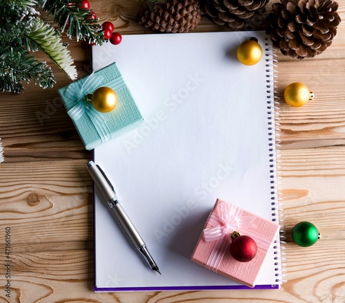 Blank message paper in christmas festive concept