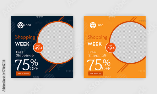 Shopping week sale social media post design template