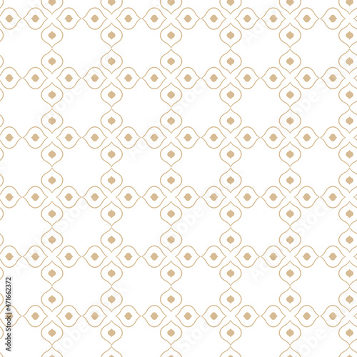 Abstract geometric pattern with the intersection of thin golden lines on a white background. Seamless linear pattern. Stylish fractal texture. 