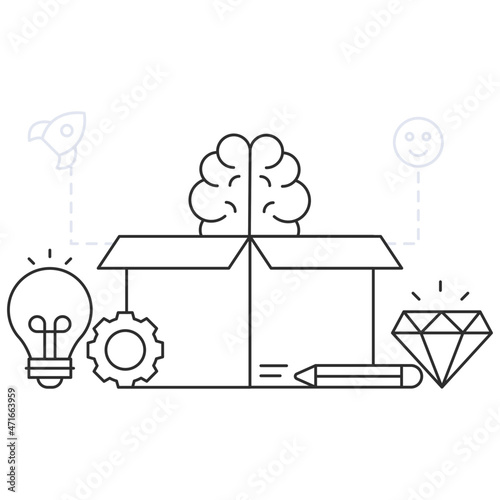 think outside the box illustration, editable vector