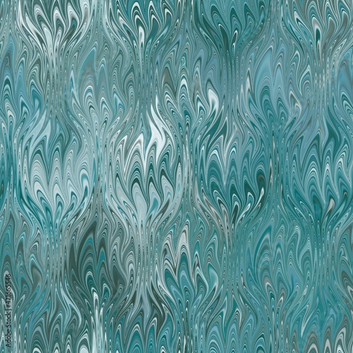 Seamless combed conch effect Turkish ebru marble surface pattern design for print. High quality illustration. Luxurious ancient art form. Wavy liquid fluid marbled book paper antique graphic design.