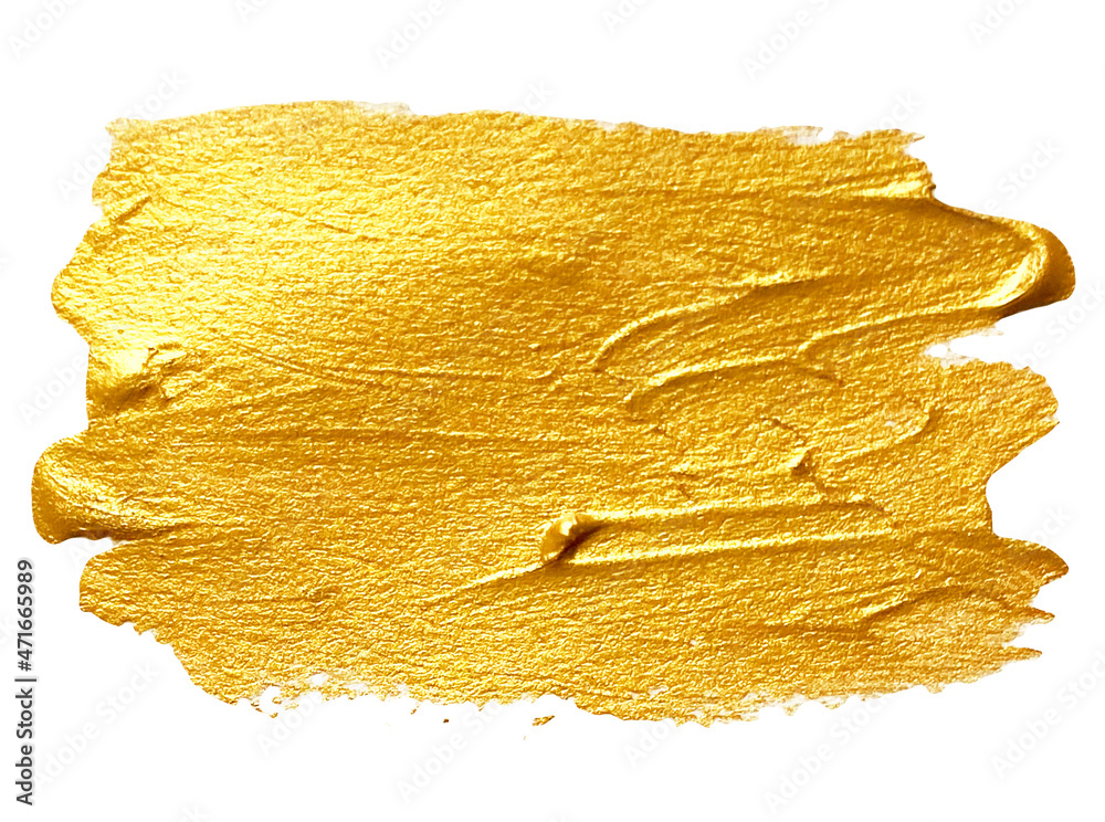Real watercolor gold paint smear stroke stain. Abstract gold glittering  textured background. Stock Illustration