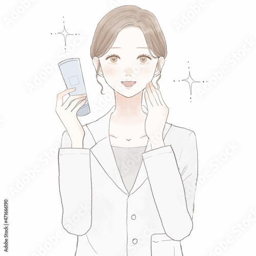 化粧品を持つ女性医師