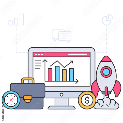 Business startup illustration, editable vector