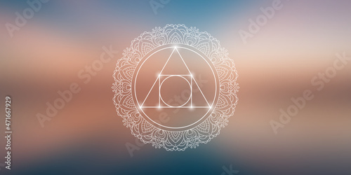 
Sacred geometry zentangle inspired design template with oriental tribal ornaments. Philosopher stone ornamental new age art.
