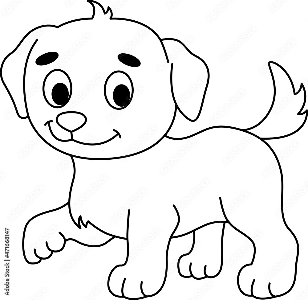 cute vector illustration, coloring book for children, dog