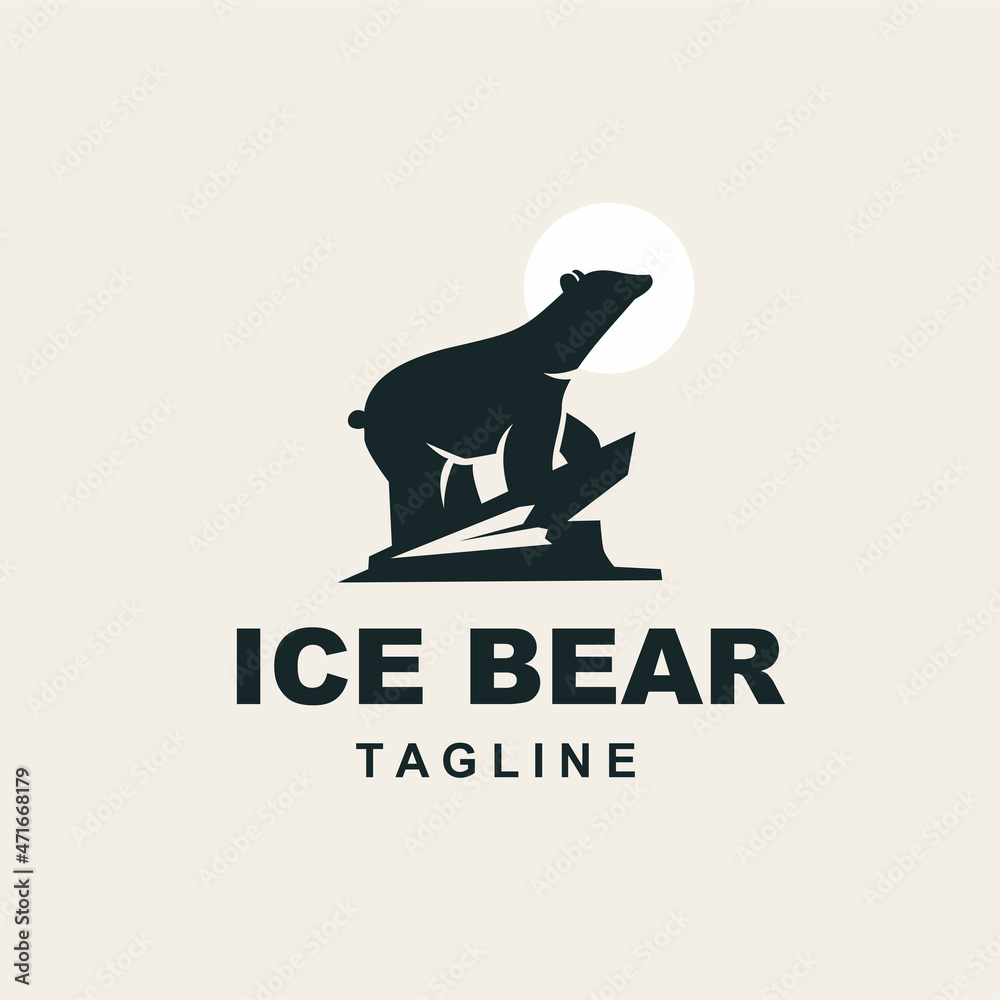 Naklejka premium ice bear minimalist logo on canyon for brand and company