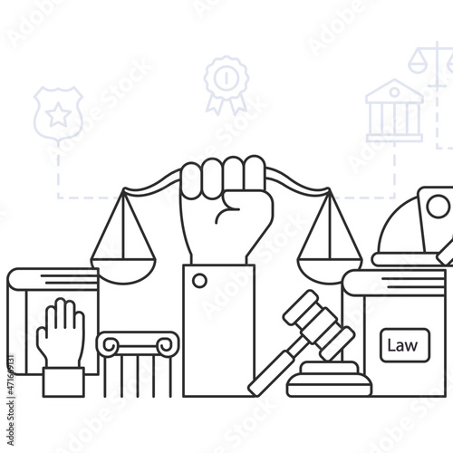 hand holding balance scale, concept of justice system
