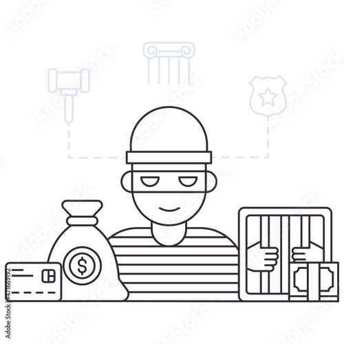 robber illustration in editable vector