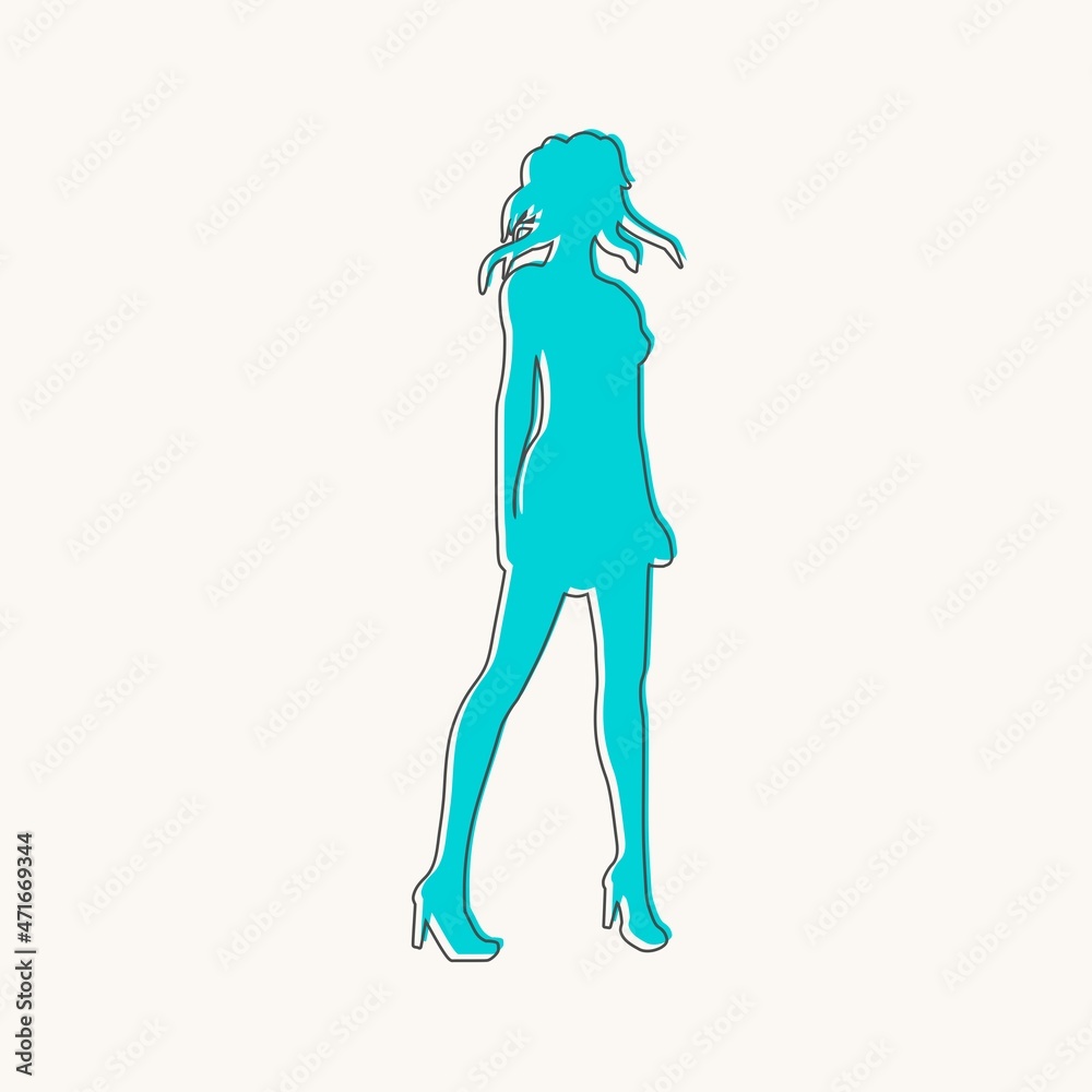 Silhouette of standing young woman in summer dress Silhouette of standing young woman in summer dress