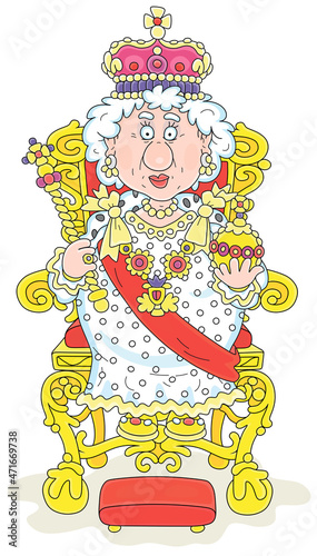 Queen in solemn royal dress...