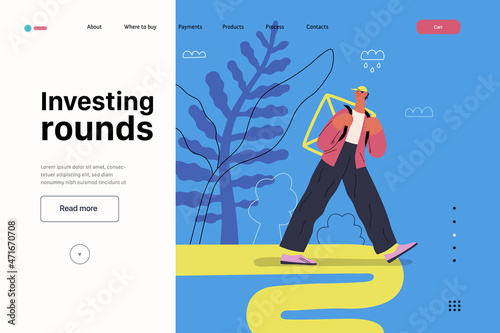 Startup illustration, website landing template. Concept of building new business