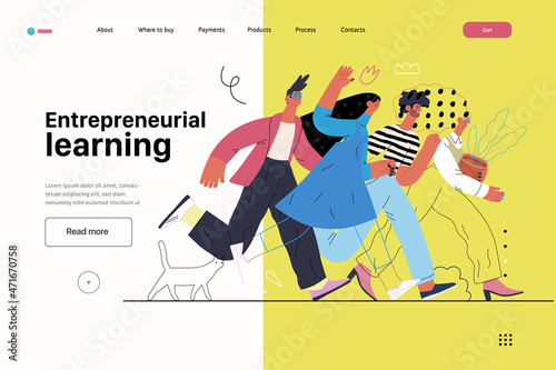 Startup illustration, website landing template. Concept of building new business