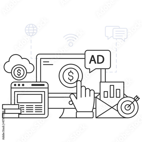 An editable design illustration of pay per click